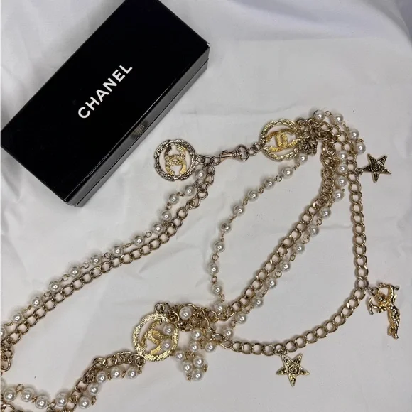 Chanel Vintage Gold and Pearl Chain with Charms Belt/Necklace - Picture 10 of 11